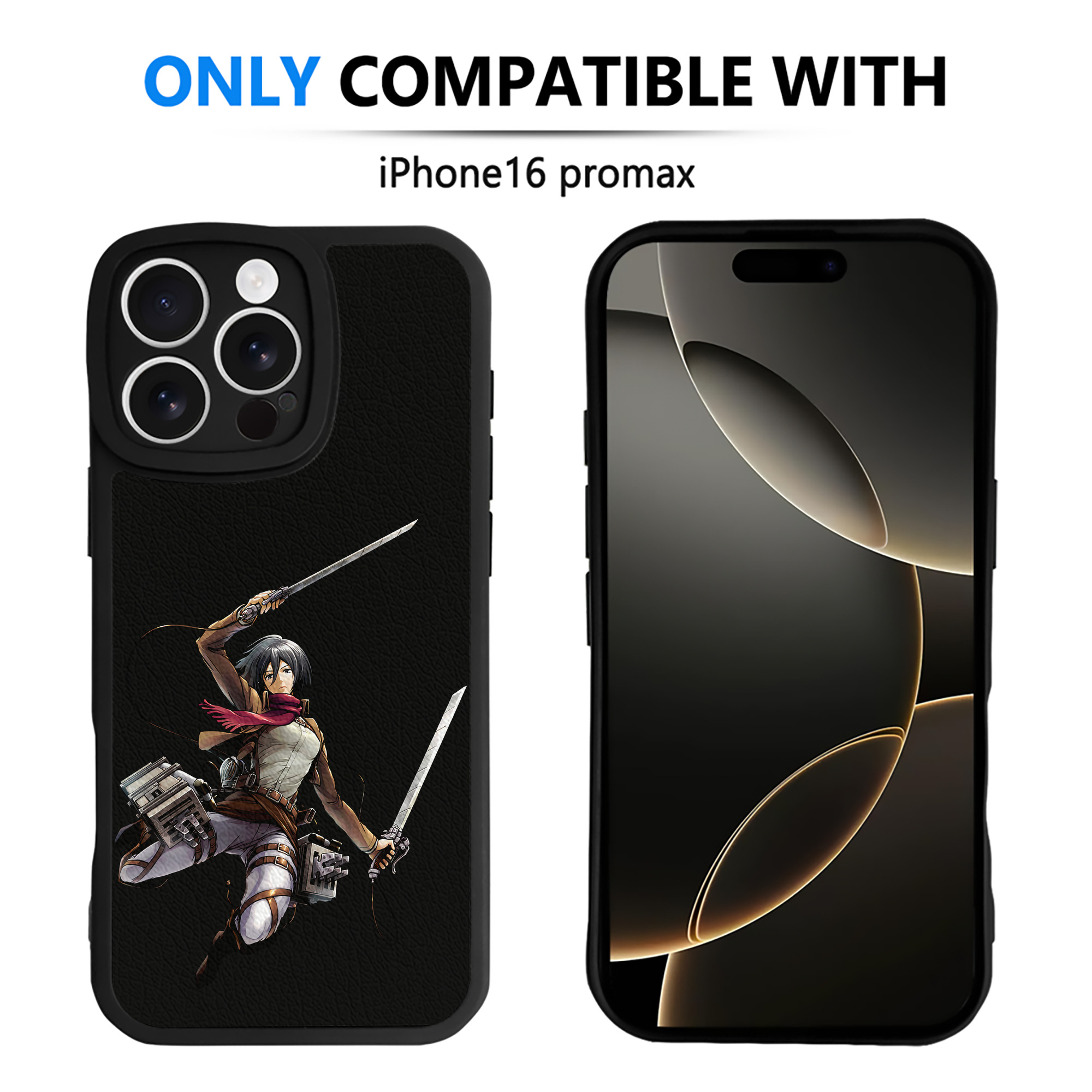 （画像用） 進撃の巨人 ミカサ·アッカーマン Attack on Titan Mikasa Ackerman 【iPhone 16シリーズ対応】シリコンスマホケース（レザー調） 材質：シリコン